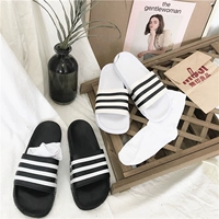 Dép hè quốc gia 2018 ulzzang đường phố sọc chống trượt ba vạch một từ kéo dép lê Nhật Bản - Dép sandal nam