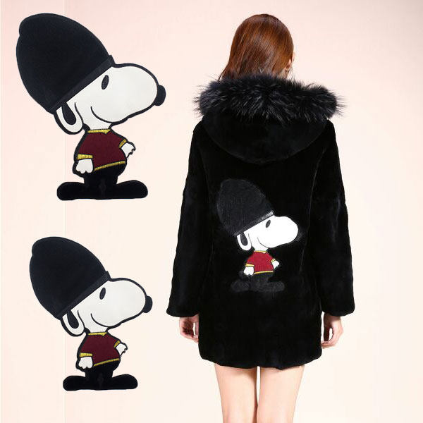 时尚卡通大号布贴辅料皮革刺绣史努比补丁贴装饰毛衣裤子修补贴花