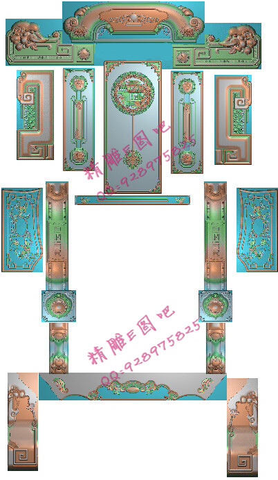 高清设计素材木雕精雕图灰度图精品财源滚滚兰亭序喜从天降沙发图片