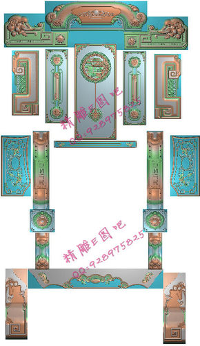 高清设计素材木雕精雕图灰度图精品财源滚滚兰亭序喜从天降沙发