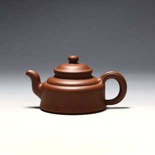 宜兴紫砂壶 明理茶艺 万钟壶石陶刻字 吴淑英 茶壶 手工