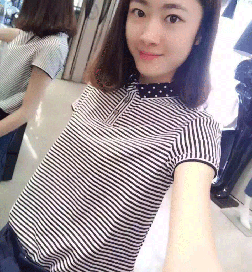 新颖哥弟特旗舰店女装2018夏装新款国内正品代购条纹百搭短袖T恤