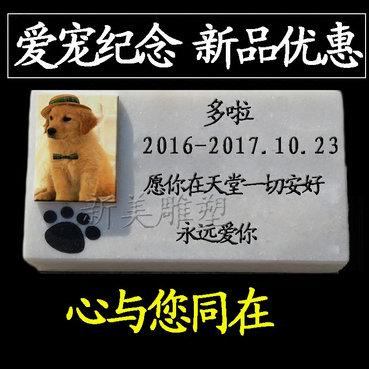 定做汉白玉宠物小墓碑猫咪狗狗纪念灵牌灵位祭祀牌位刻字照片石碑