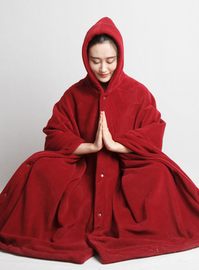 冬季双层绒打坐披风/打坐大斗篷/打大坐披风/禅修披风/禅修斗篷