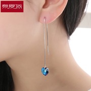 Spring Festival in the heart of the ocean the ear line female Japanese and Korean long simple tassels gift 925 Silver jewelry earrings are hypoallergenic