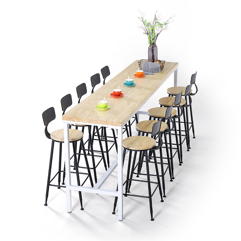 简约铁艺实木家用吧台桌椅奶茶店靠墙长条酒吧桌方形高脚桌椅组合|msdalam kategori perabot kediaman, kes/kelas Taiwan, bar - dari Buy2taobao.com untuk memberikan perkhidmatan ejen Taobao profesional membeli