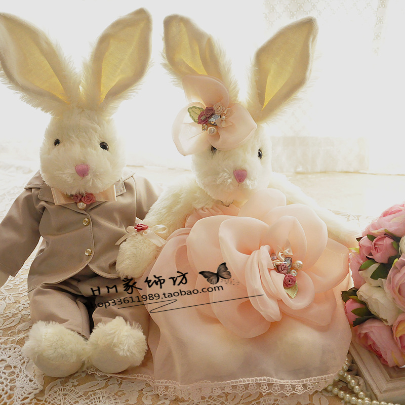 包邮婚纱泰迪长耳朵婚礼摆件婚车