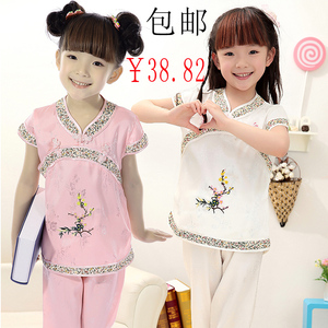 夏季童装儿童唐装套装女童唐装演出服宝宝唐装六一表演服包邮