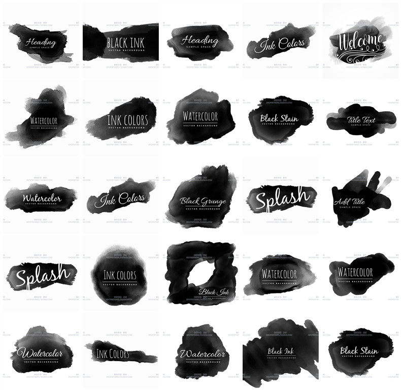 A3551矢量22张抽象水墨logo纹理斑点背景图 AI设计素材