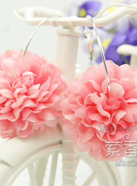 波西米亚饰品绣球玫瑰花朵耳环大