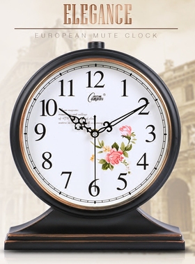 康巴丝(COMPAS) 欧式座钟表静音客厅台钟创意卧室床头时钟石英