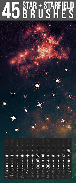 ps笔刷画笔笔触  星星闪烁,星光,十字星图案ps笔刷