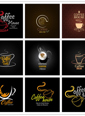 A2077矢量高端抽象咖啡店LOGO海报菜单元素模板 AI设计素材