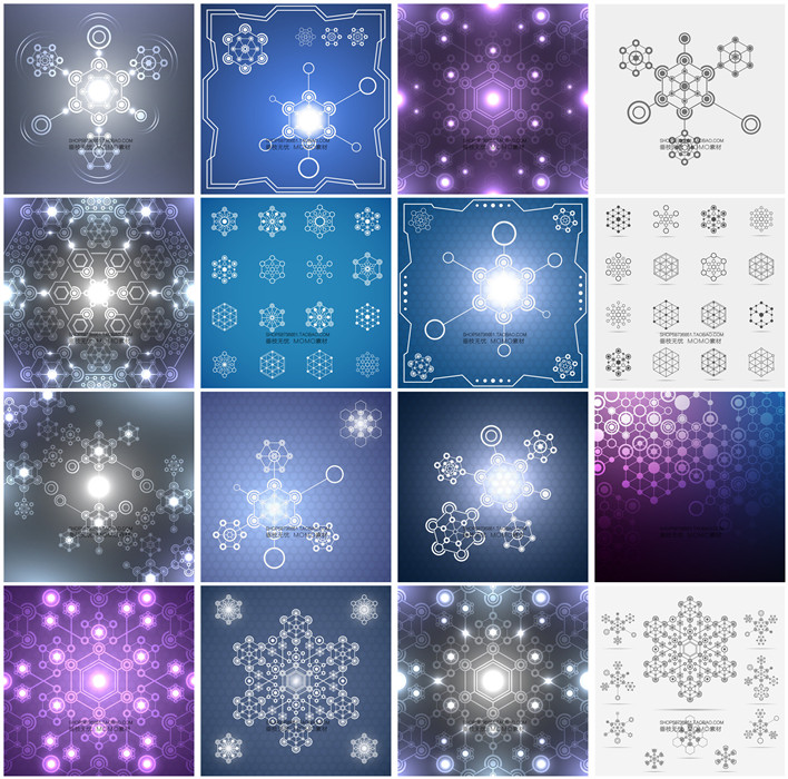 A3418矢量抽象几何科技现代有机分子几何元素图 AI设计素材