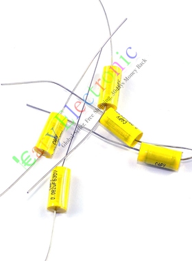 630V 发烧无极铜脚音频音响0.082f 黄色穿心轴向胆机耦合薄膜电容