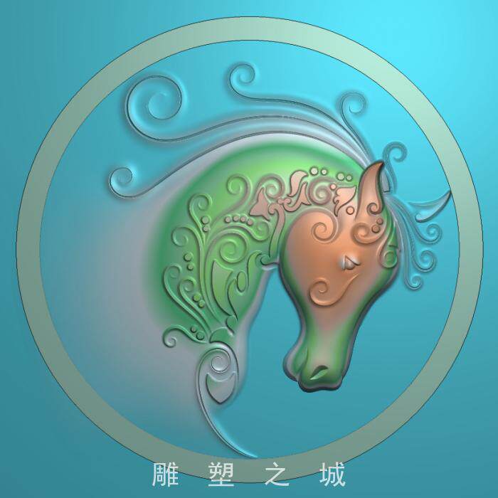 精雕图 灰度图 浮雕图 电脑雕刻图 jdp文件 玉雕圆花纹斑马