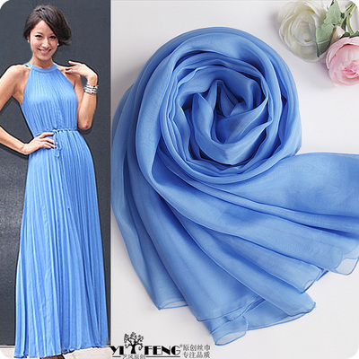 长方形纯色真丝围巾