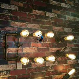 水管工程 创意艺术美式loft复古工业咖啡厅酒吧箭头铁艺壁灯灯饰