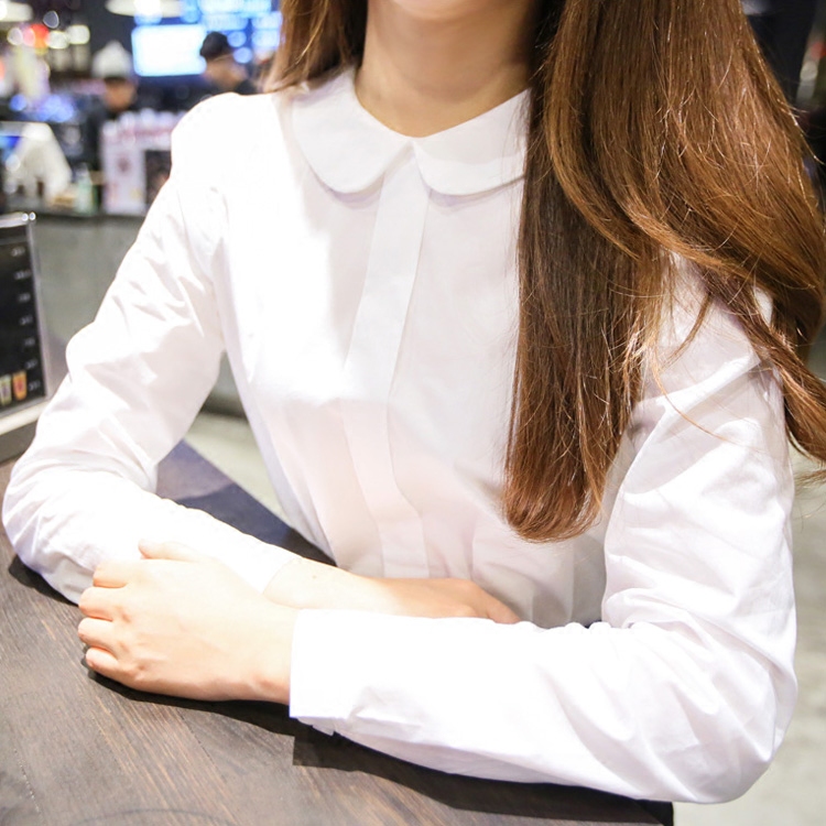 娃娃领春款白衬衫女长袖纯棉宽松春秋韩版2019新款潮百搭文艺韩范(非品牌)