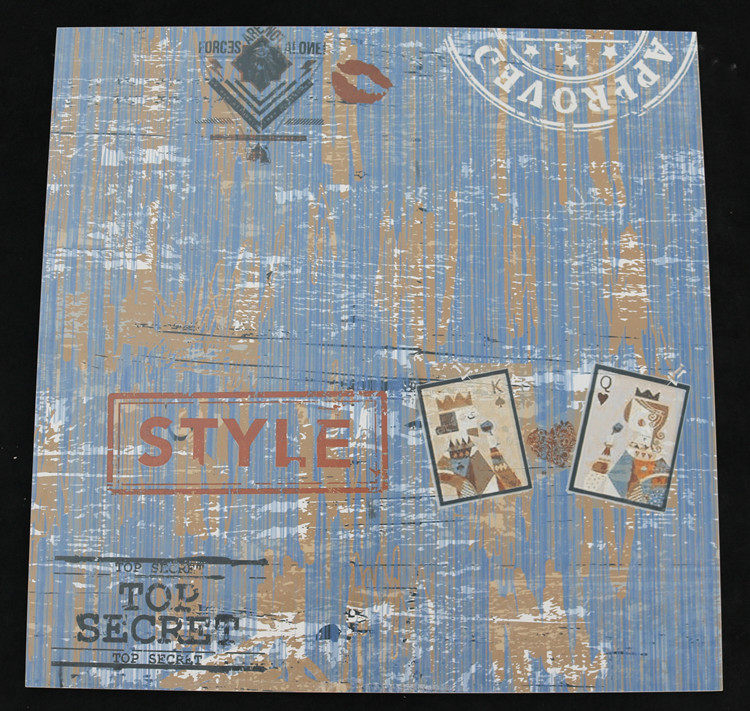 蓝色涂鸦油漆木纹砖600600地砖仿古砖厨房卫生间墙砖餐厅酒吧瓷砖