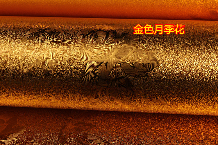 田园欧式大花镭射金箔金色牡丹贴纸自贴洒金自粘墙纸壁纸墙贴