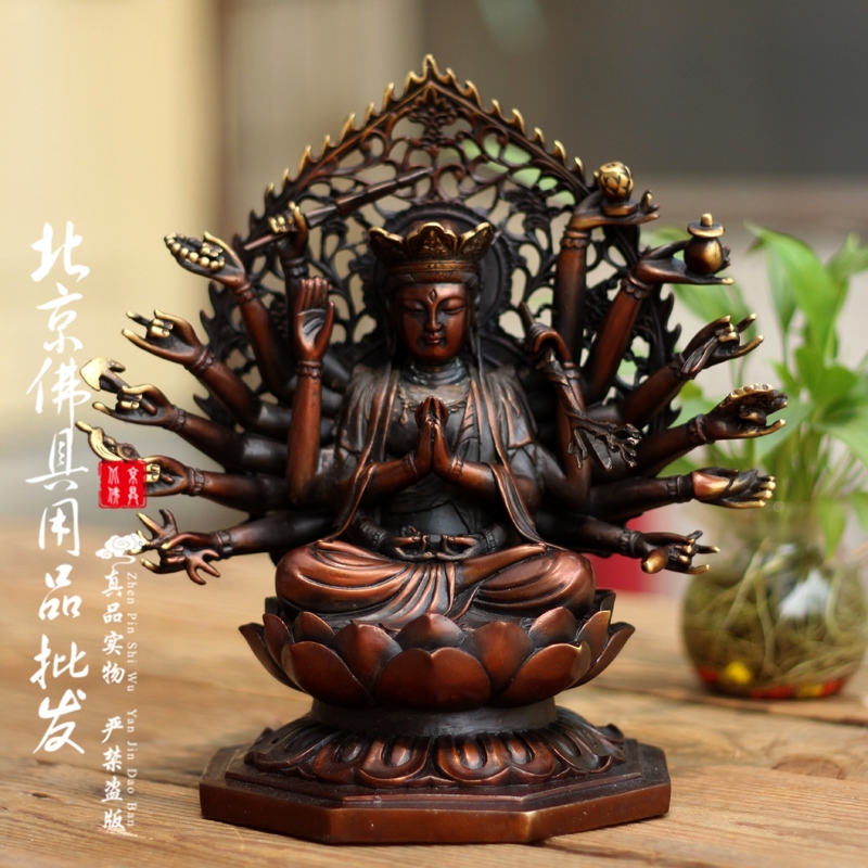 佛教用品 纯铜十八臂准提佛母 千手观音菩萨铜像 密宗佛像摆件