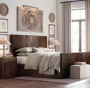 法式 古典床美國RH美式 簡約蠟油真皮意式 輕奢定制 鄉村復古家具英式