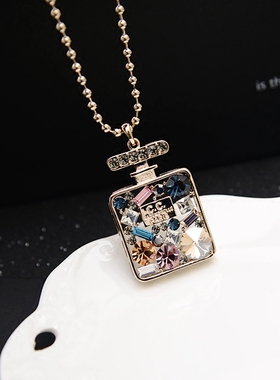 防过敏不掉色经典香水瓶长毛衣链