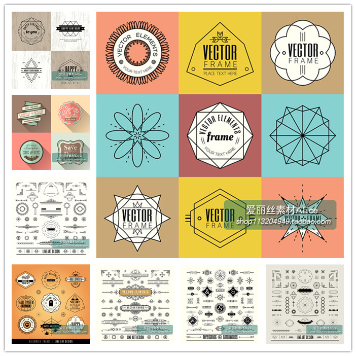 [181]简约复古art deco欧式风格花纹边框花边图案 AI矢量设计素材