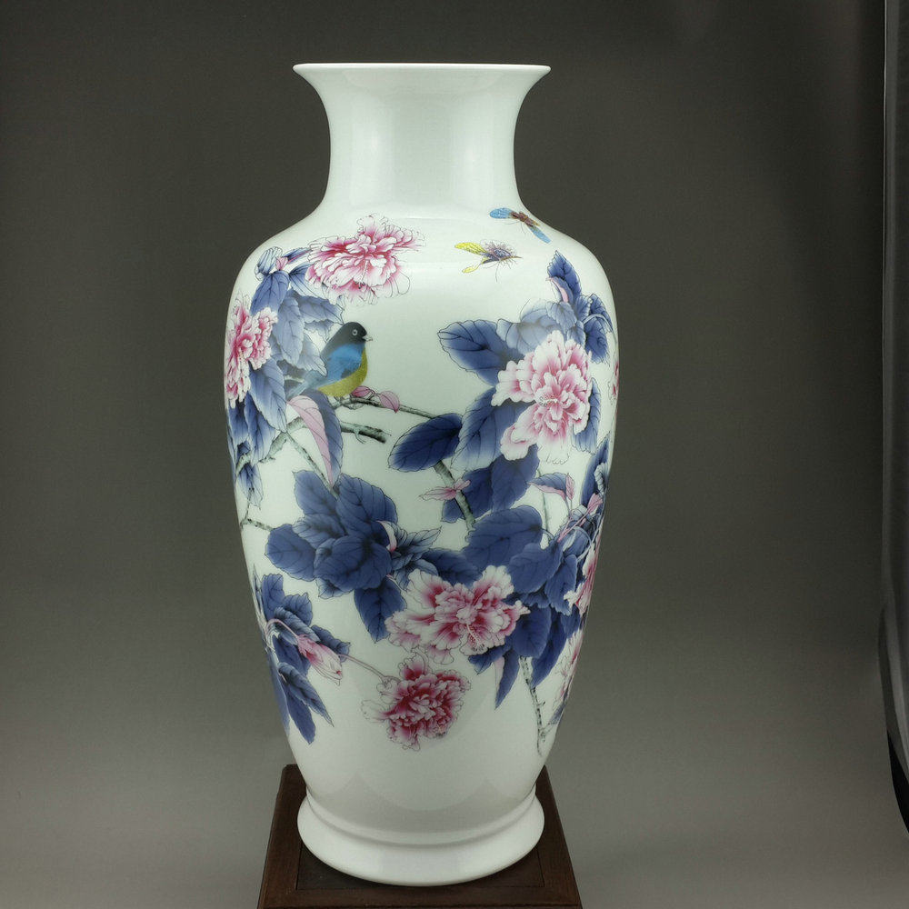 景德镇陶瓷花瓶名家大号粉彩瓷瓶家居礼品客厅瓷器花插书房摆件