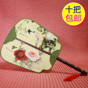 古典古代方形扇女双面真丝宫扇团扇影楼拍照复古宫廷扇广告扇