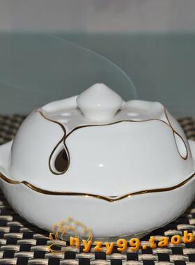 栖真安福陶瓷白莲香炉 陶瓷熏香炉 盘香炉 檀香炉 塔香炉 熏香炉