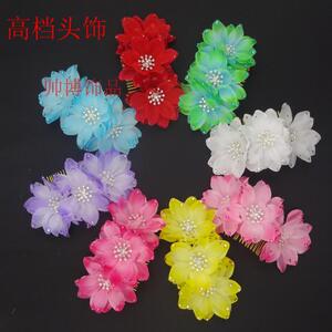 欧美头饰发饰高档新娘头花盘发水钻发梳伴娘舞蹈演出佩戴花朵拍照