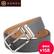 Honggu Hong Gu 2015 new style leather men's belts Pinstripe smooth belt 2651