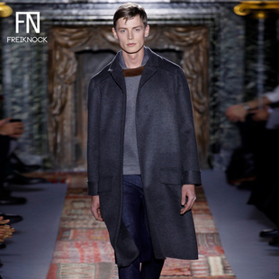 FN高端男装定制 欧美羊毛男外套走秀款 羊驼绒长款大衣