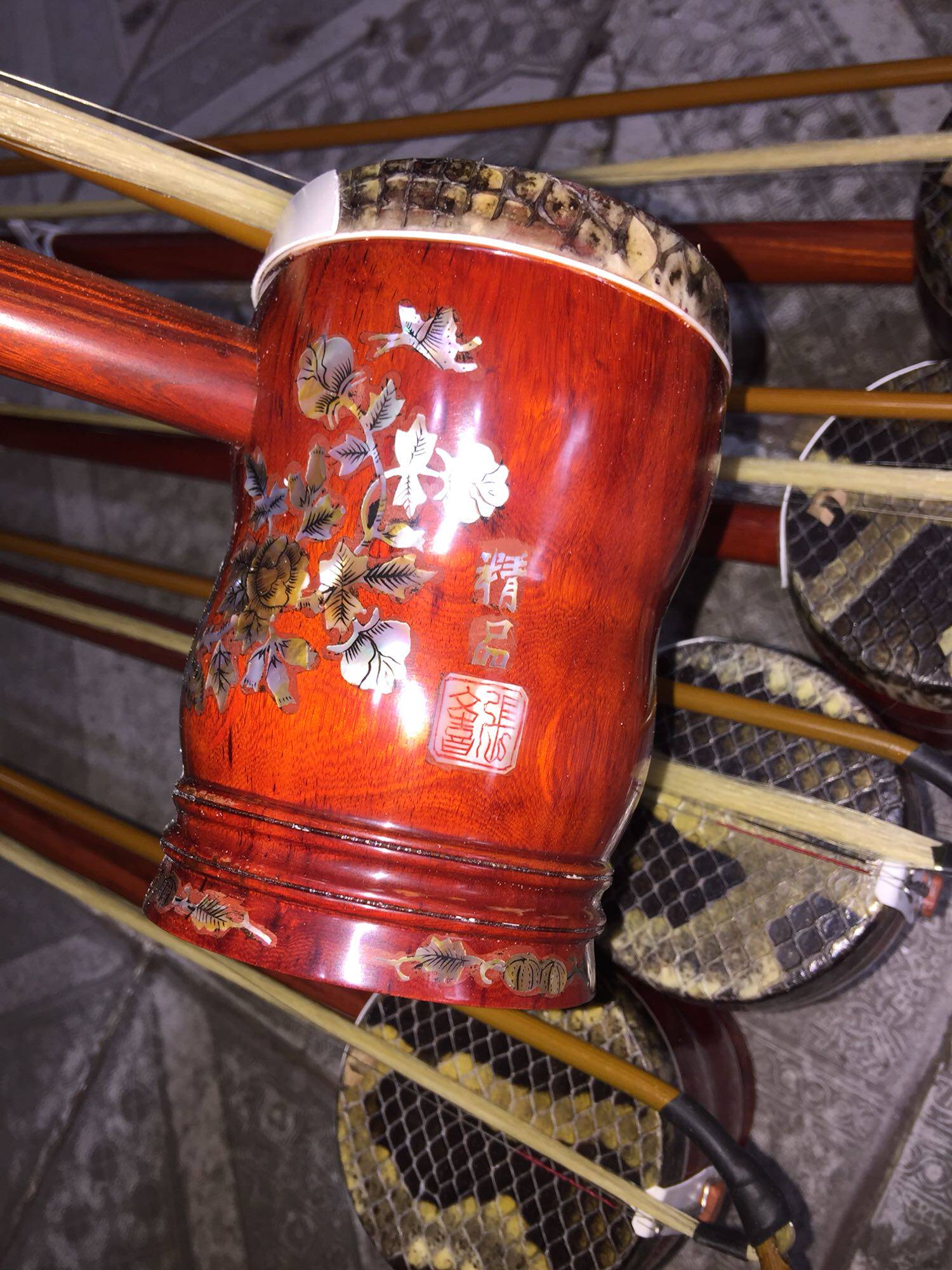 潮州乐器，非洲小叶紫檀黄杨木盘高胡