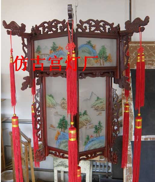 中式吊灯仿古复古宫灯宫殿灯具古典酒店手绘仿古宫灯木制宫灯客厅