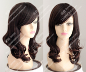 日常生活假发 软妹小卷 深棕色梨花卷发中长款 斜刘海蓬松空气卷
