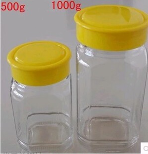 玻璃蜂蜜瓶八角密封玻璃罐储物罐果酱瓶酱菜瓶罐头瓶 1斤2斤装 包邮