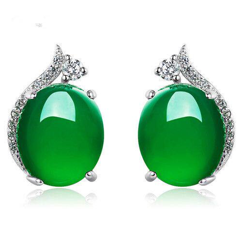 925 Sterling Silver natural Emerald Jade Ear Studs Female models Jadeite Jade earrings Earrings Anti allergyin the Jewelry/Diamond/Jade/Gold , Jade (New) , Earring  category - from Buy2taobao.com to provide professional Taobao agent buy service