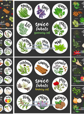 A1437矢量彩色香草调料植物生姜辣椒大蒜洋葱八角桂皮 AI设计素材