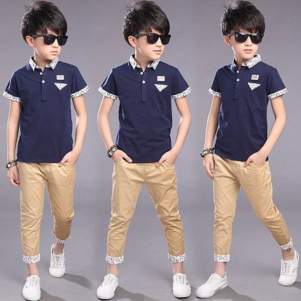 童装男童夏装套装2018新款11中大童男孩衣服13周岁儿童短袖两件套