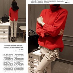 w041韩国新品 安哥拉兔毛简约百搭半包领前短后长开叉秋冬女毛衣