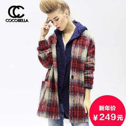 COCOBELLA 2015冬新款欧美格子加厚夹棉中
