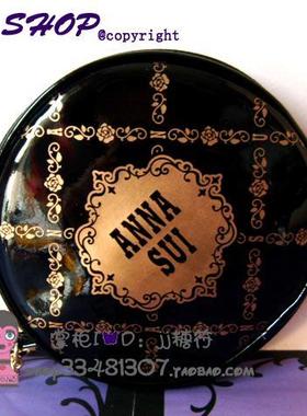 Anna sui安娜苏圆形黑色金灿蔷薇花/零钱包手拿包