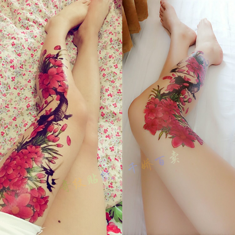3d大花臂全臂女生花旦纹身贴女生持久防水网红贴纸文身贴花腿花朵