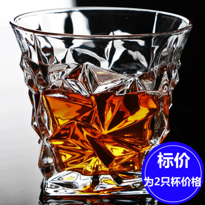 买一送一水晶玻璃四方威士忌杯