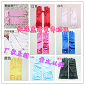 包邮 六一儿童手套白色女童分指手套女童演出长款 弹力手套红色团购