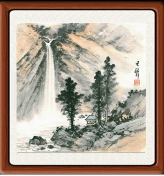 国画山水画装饰画字画客厅真迹印刷书画作品仿黄君壁幽居图赠装裱