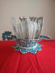 越剧孔雀东南飞焦仲卿帽子京剧戏剧黄梅戏帽子银色焦仲卿帽子